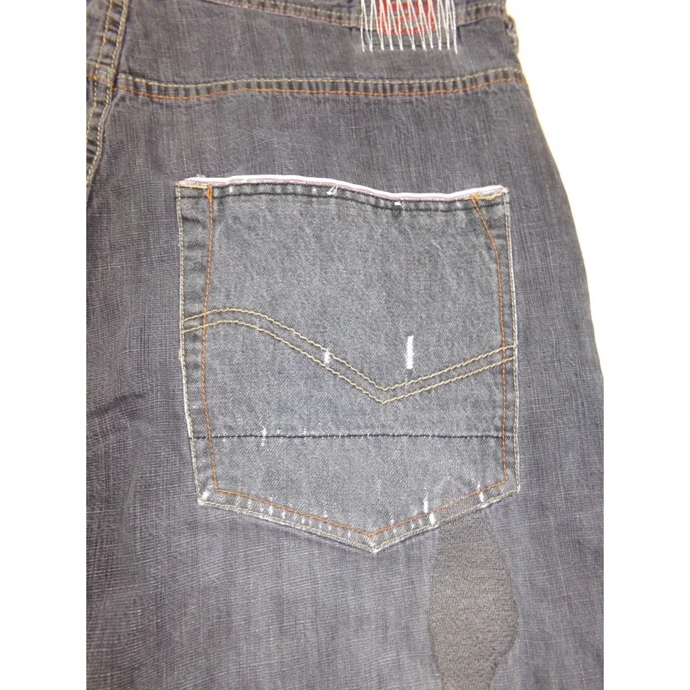 Pepe Jeans London Mens Size 40x33 Gray Distressed Patchwork Y2K‎